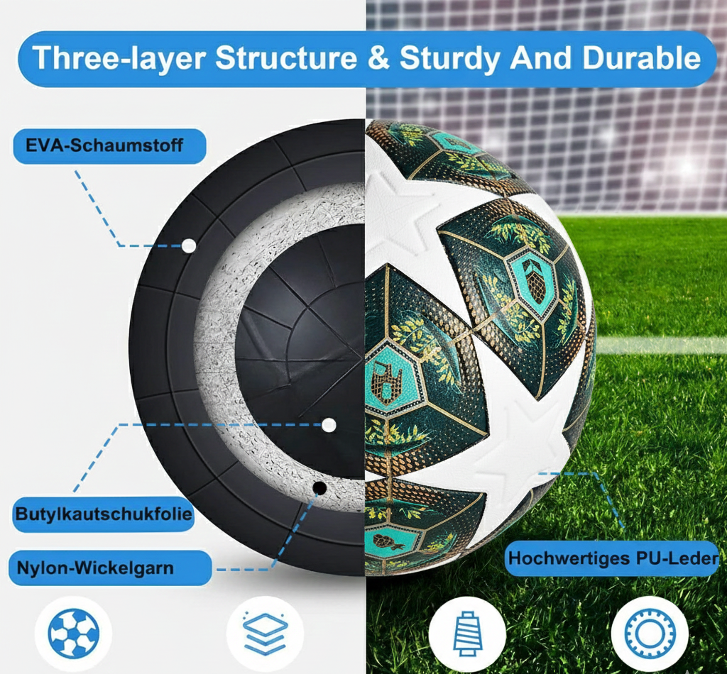 premium fußball matchball (gr. 5) – thermobonding technologie & offizieller fifa standard dieser ball bietet performance auf champions league fußball